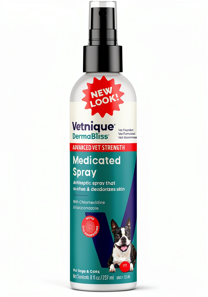 Dermabliss Chlorhexidine Spray bottle with dog and cat