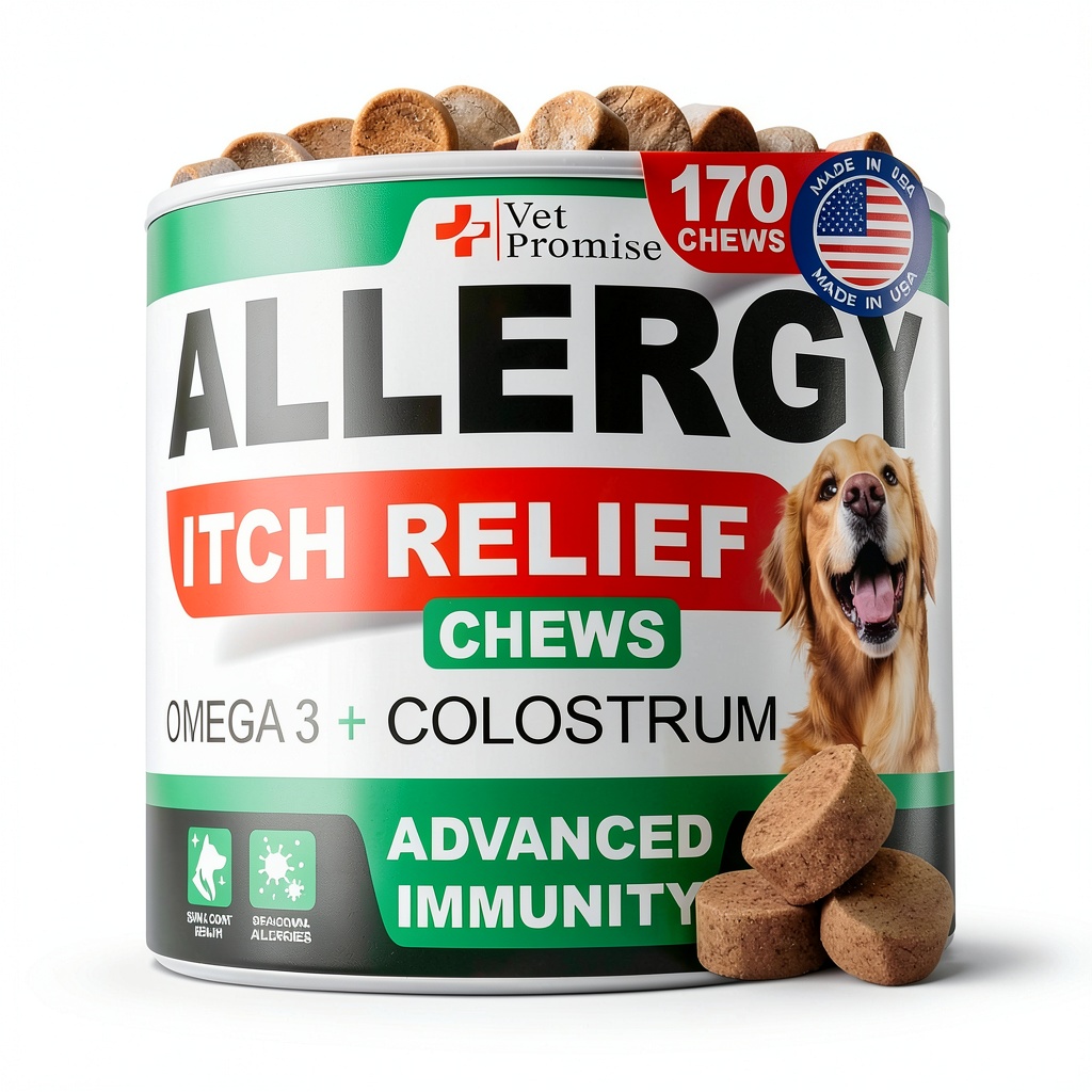 Vet Promise dog itch relief chews packaging and ingredients