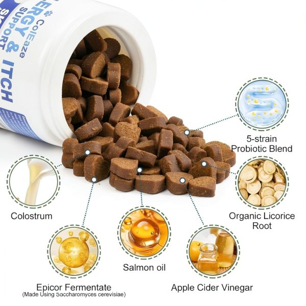 Dog Allergy Itch Chews ColEaze Salmon Flavor 200ct-3
