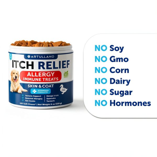 Artullano Dog Allergy Chews Itchy Skin Relief Treats-5