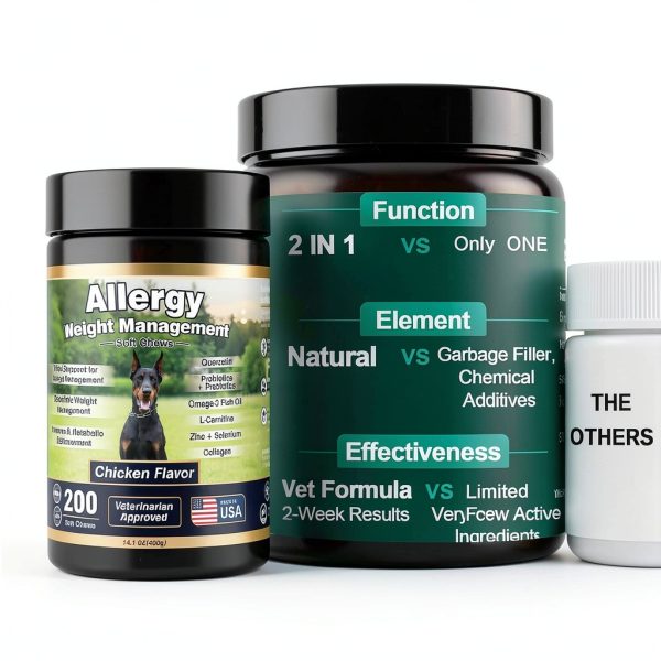 BFDEREN Dog Allergy Chews Itch Relief Weight Management-5