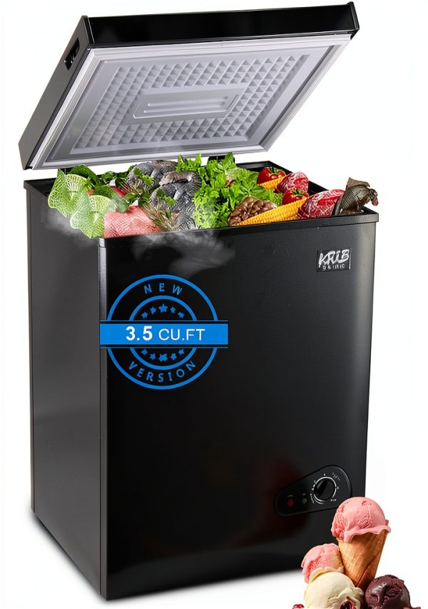 Mini Chest Freezer KRIB BLING 3.5 Cu Ft Black with 7‑Gear Control-0