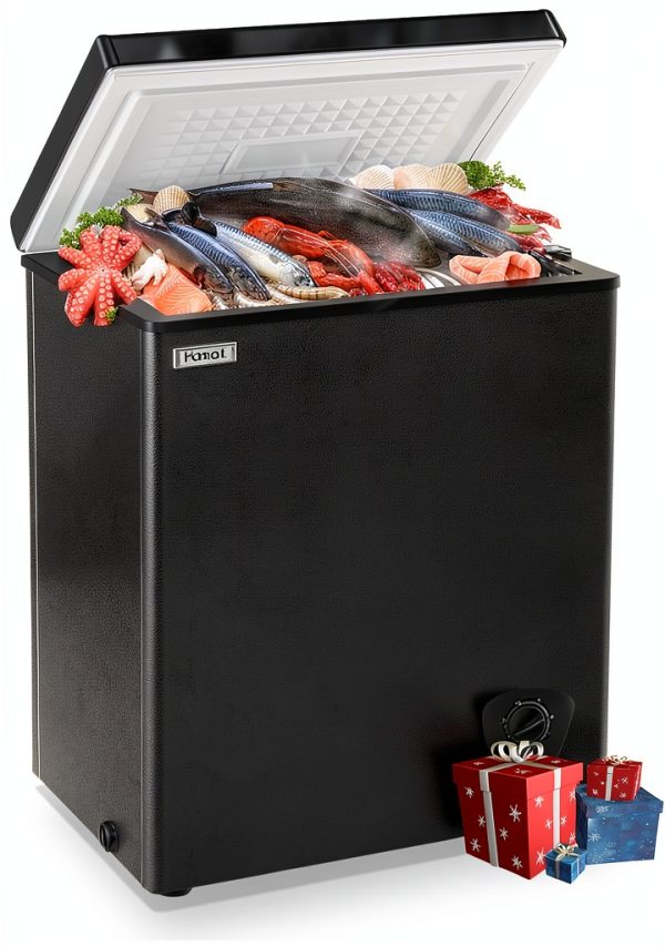 Chest Freezer WANAI 5.0 Cu.Ft Black Compact Manual Defrost-0