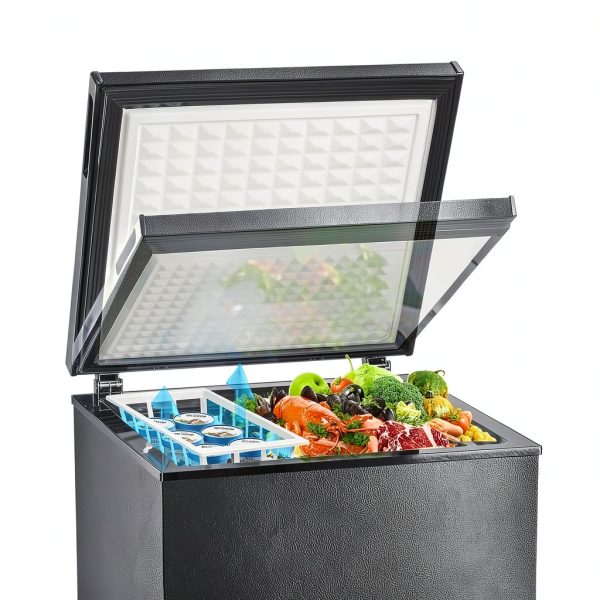 Chest Freezer Electactic 3.5 Cu Ft Black Compact with Adjustable Temp-3