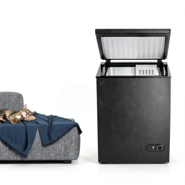Chest Freezer Electactic 3.5 Cu Ft Black Compact with Adjustable Temp-4