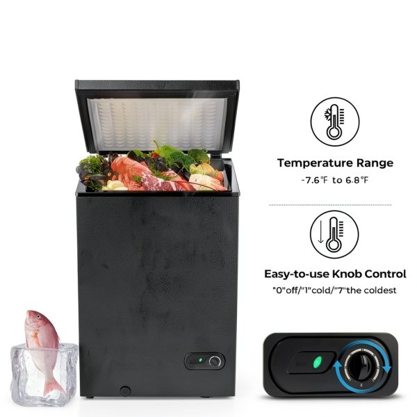 Chest Freezer Electactic 3.5 Cu Ft Black Compact with Adjustable Temp-6