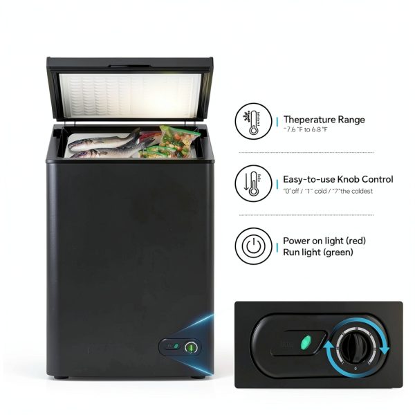 Chest Freezer Kismile 3.5 Cu Ft Black Top-Open Compact Deep Freezer-2