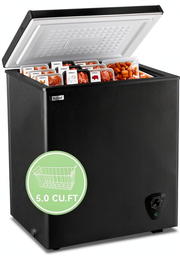 Chest Freezer WANAI 5 Cu Ft Deep Top Open with Removable Basket-0