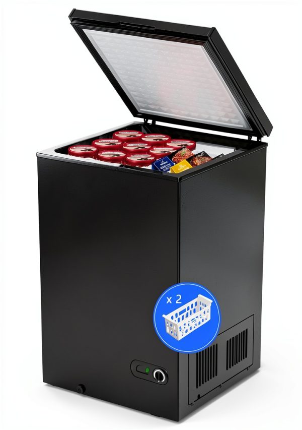 Chest Freezer Kismile 3.5 Cu Ft Black Top-Open Compact Deep Freezer-0