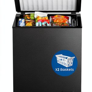 Chest Freezer Electactic 3.5 Cu Ft Black Compact with Adjustable Temp-0