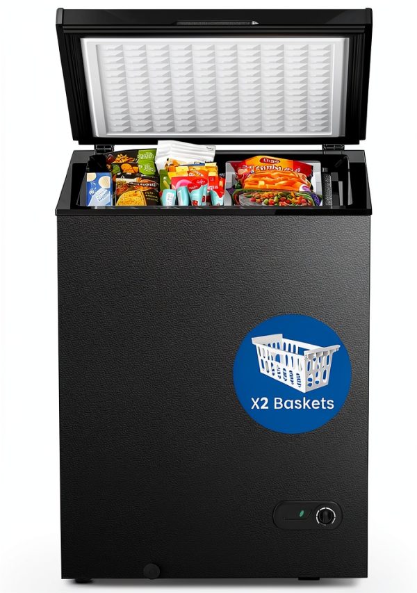 Chest Freezer Electactic 3.5 Cu Ft Black Compact with Adjustable Temp-0